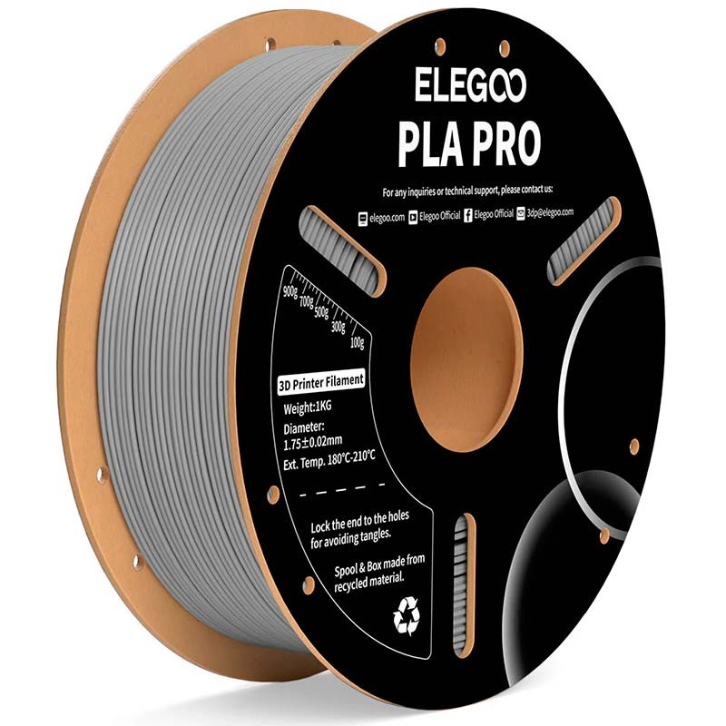 ELEGOO PLA PRO Gris para Impresoras 3D FDM Filamento 1.75mm Bobina de 1kg