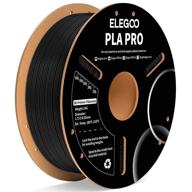 ELEGOO PLA PRO Negro para Impresoras 3D FDM Filamento 1.75mm Bobina de 1kg