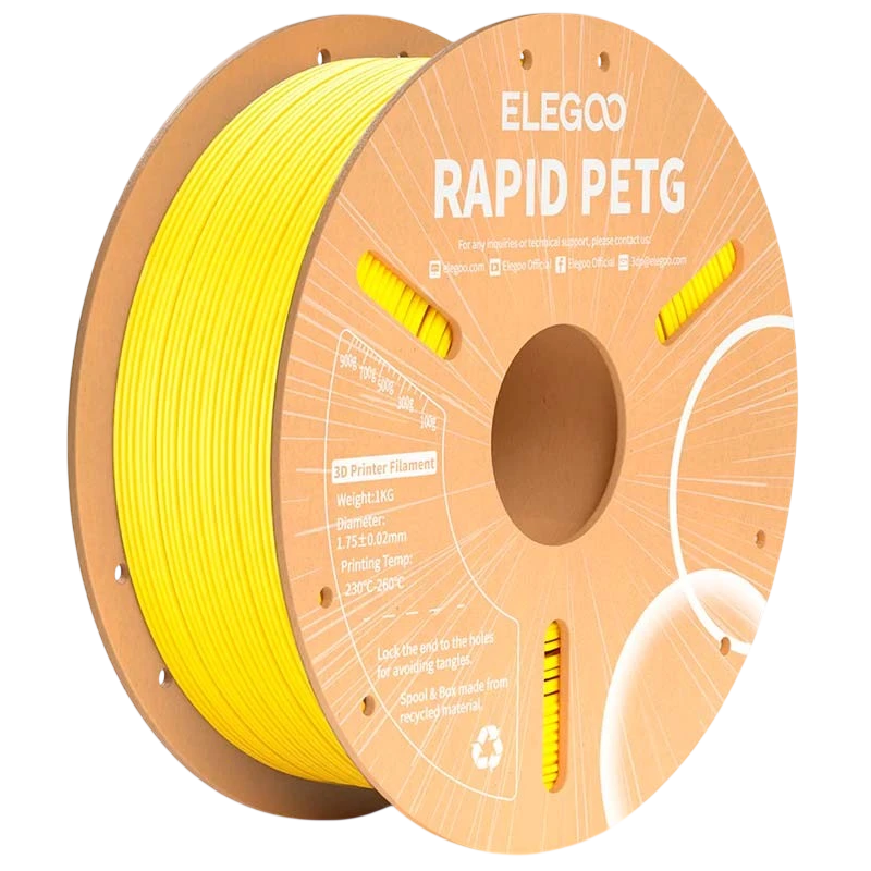 ELEGOO Rapid PETG Amarillo para Impresoras 3D FDM Filamento 1.75mm Bobina de 1kg