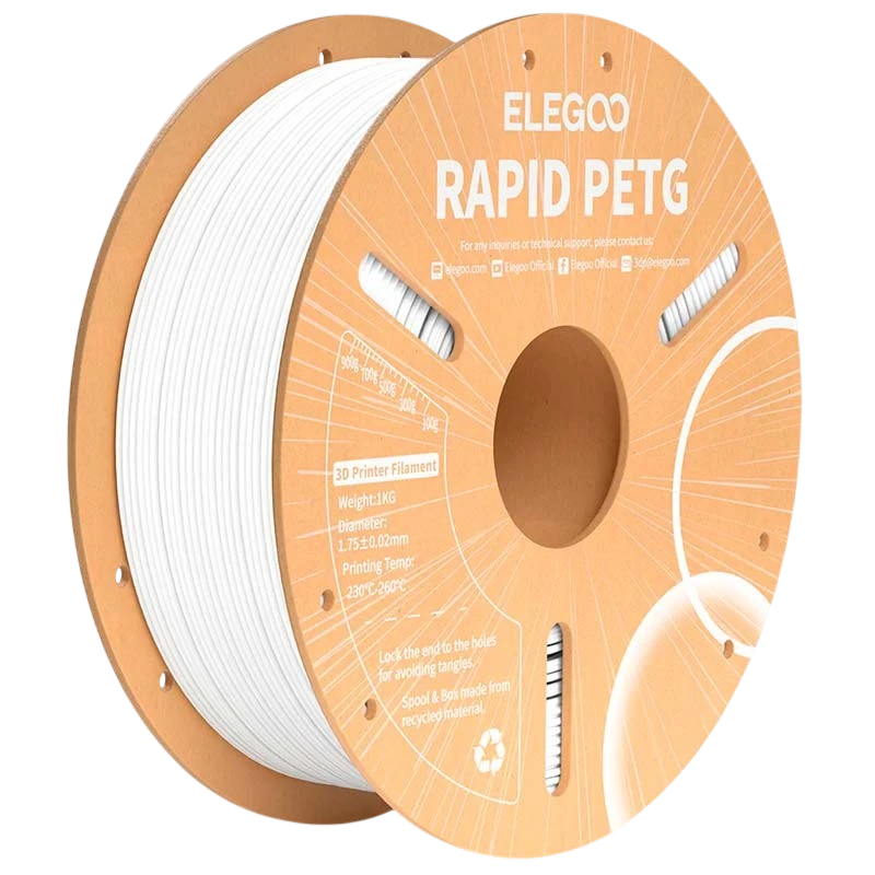 ELEGOO Rapid PETG Blanco para Impresoras 3D FDM Filamento 1.75mm Bobina de 1kg