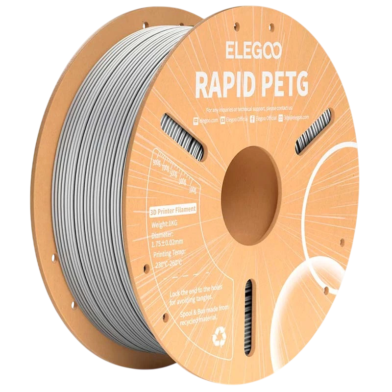 ELEGOO Rapid PETG Gris para Impresoras 3D FDM Filamento 1.75mm Bobina de 1kg