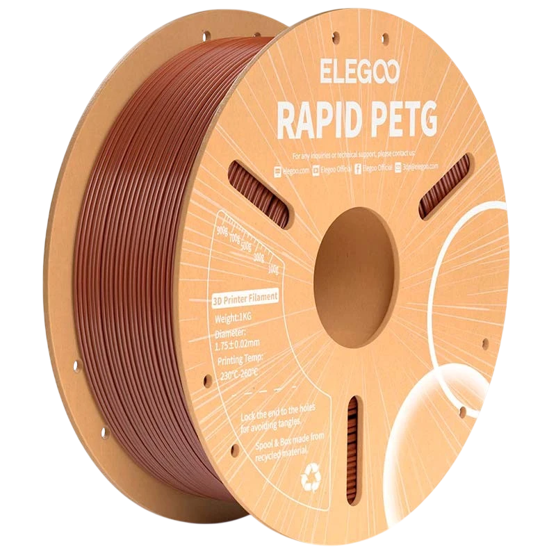 ELEGOO Rapid PETG Marrón para Impresoras 3D FDM Filamento 1.75mm Bobina de 1kg