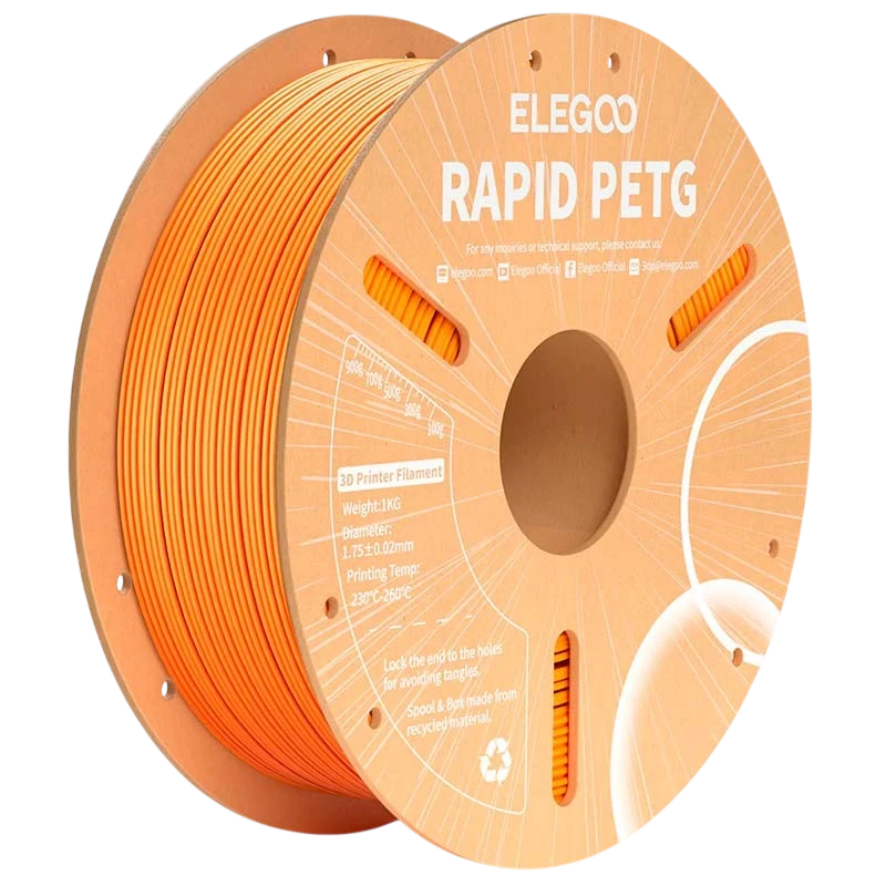 ELEGOO Rapid PETG Naranja para Impresoras 3D FDM Filamento 1.75mm Bobina de 1kg