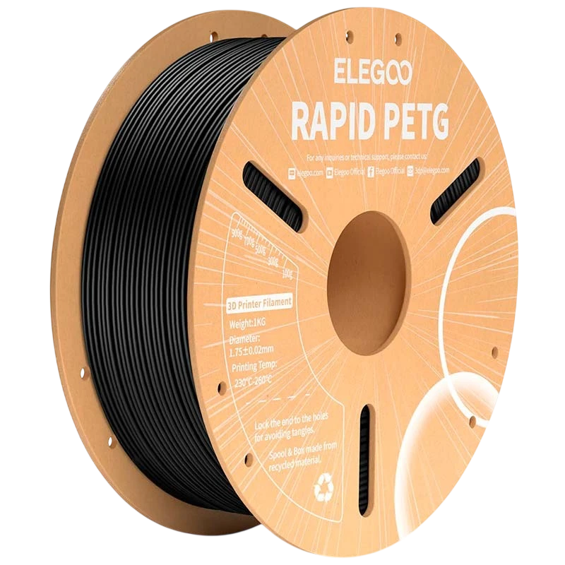 ELEGOO Rapid PETG Negro para Impresoras 3D FDM Filamento 1.75mm Bobina de 1kg