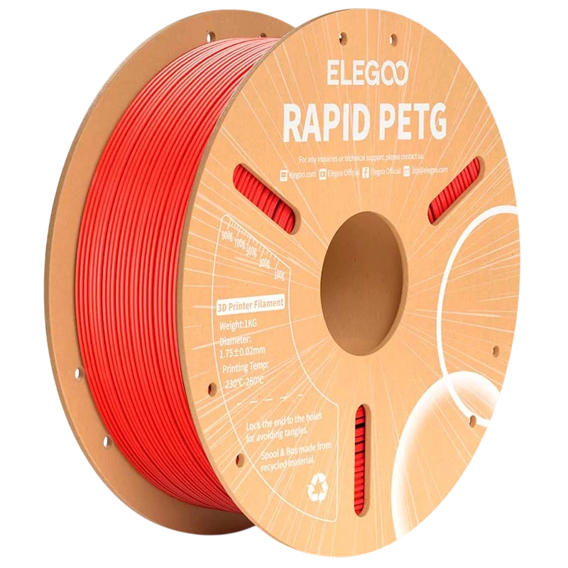 ELEGOO Rapid PETG Rojo para Impresoras 3D FDM Filamento 1.75mm Bobina de 1kg