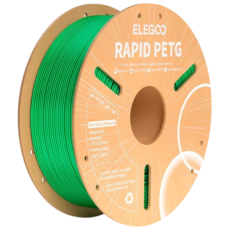 ELEGOO Rapid PETG Verde para Impresoras 3D FDM Filamento 1.75mm Bobina de 1kg