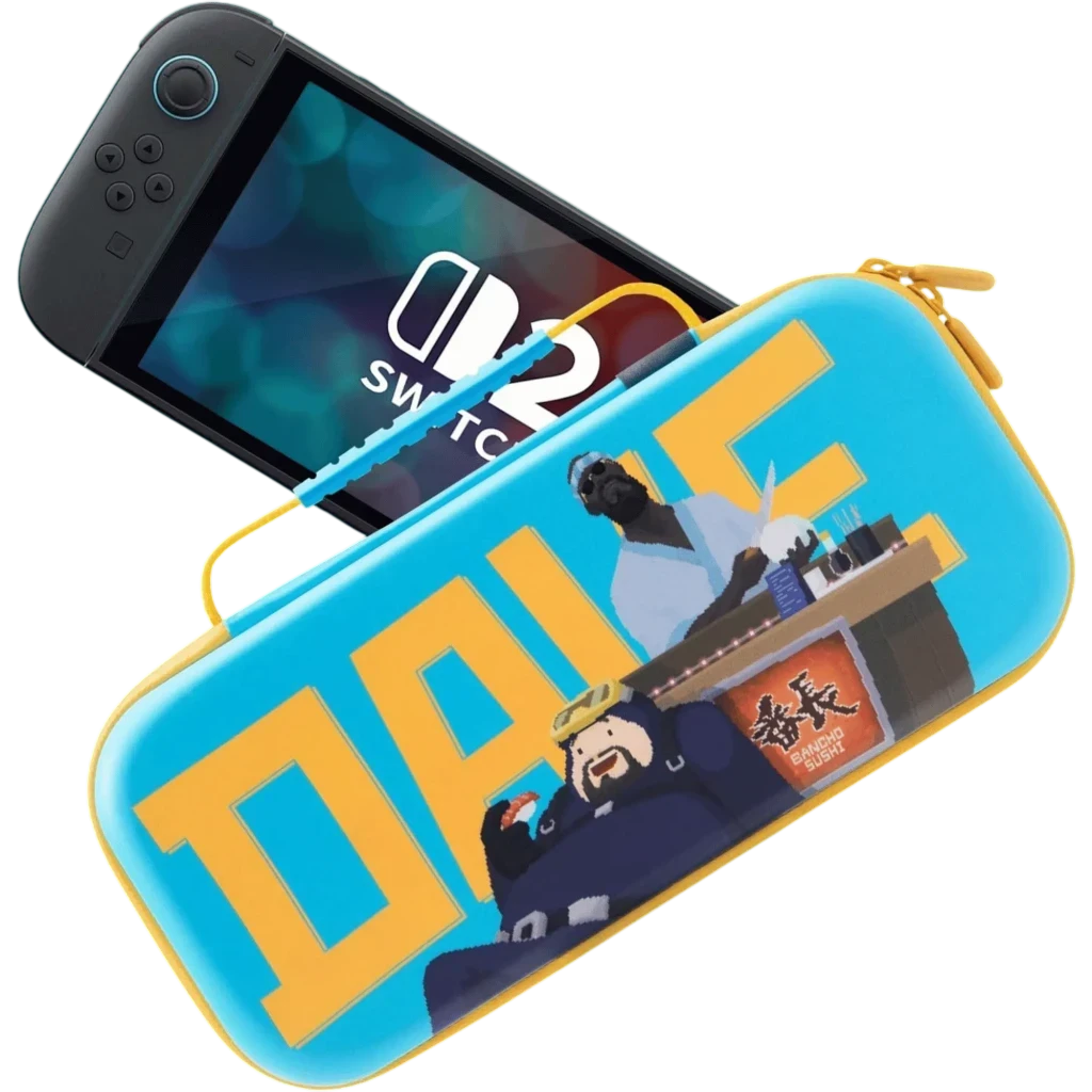 FUNLAB Funda Dave the Diver Edition Azul Claro para Switch 2/1/OLED Rígida EVA 10 Ranuras