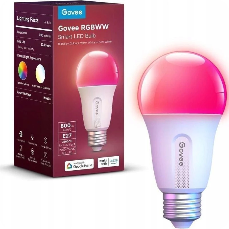 Govee H6004 RGB Bombilla Inteligente LED E27 9 W RGBWW Wi-Fi