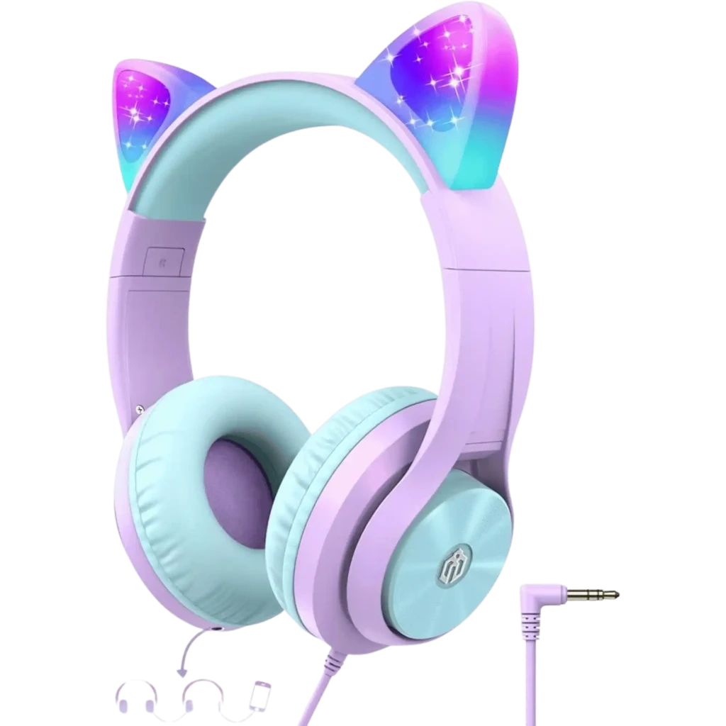 HS20 Cat Ear iClever Purple Diadema con cable Jack 3.5mm 40mm