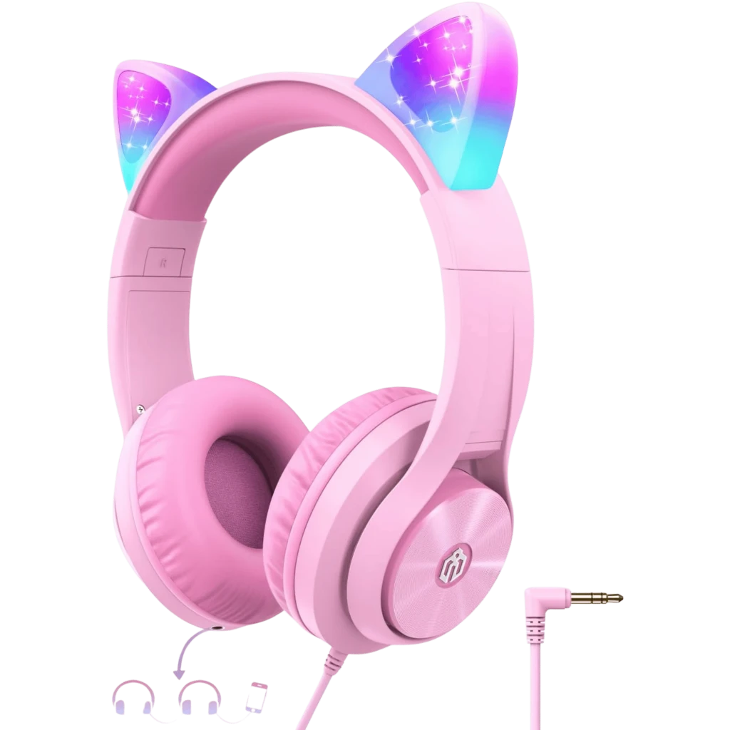 HS20 Cat Ear iClever Rosa Diadema con cable Jack 3.5mm 40mm