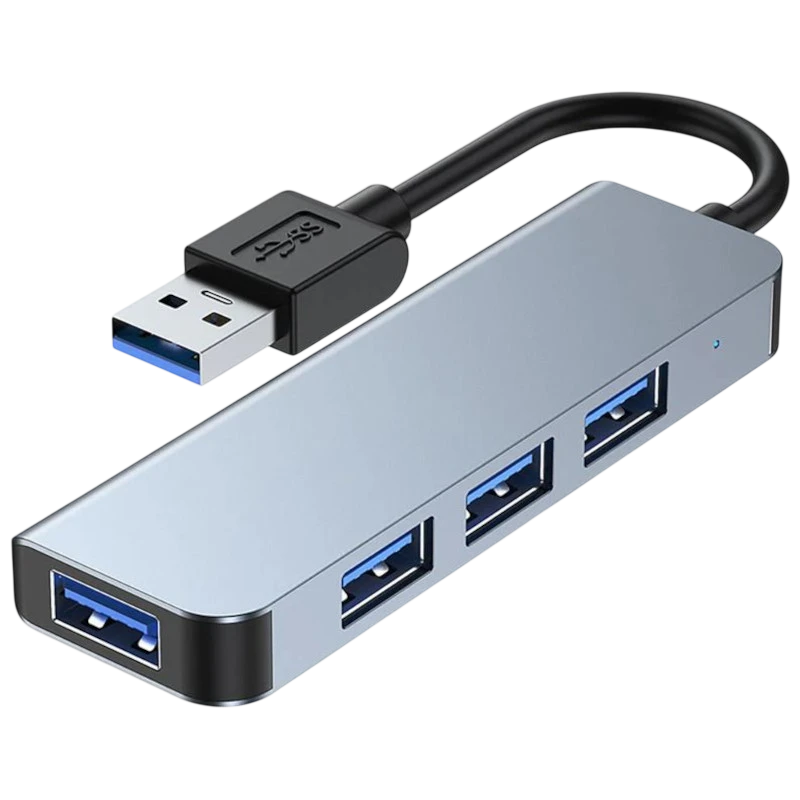 Hub USB BYL-2013U 4 en 1 USB-A/USB 3.0+USB 2.0 Gris