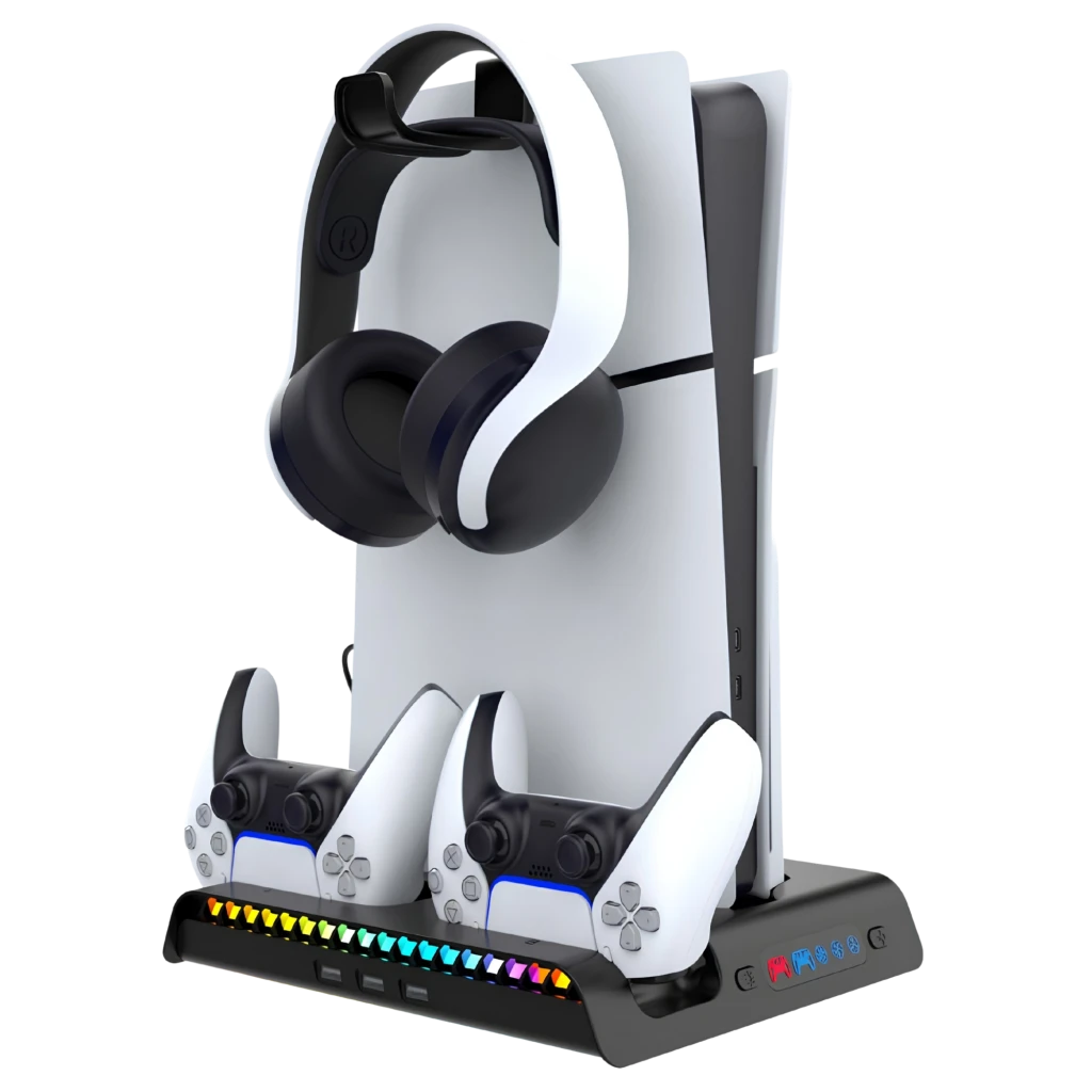 iPega P5S006H Base de Carga RGB con Ventilador PS5 Slim Negro