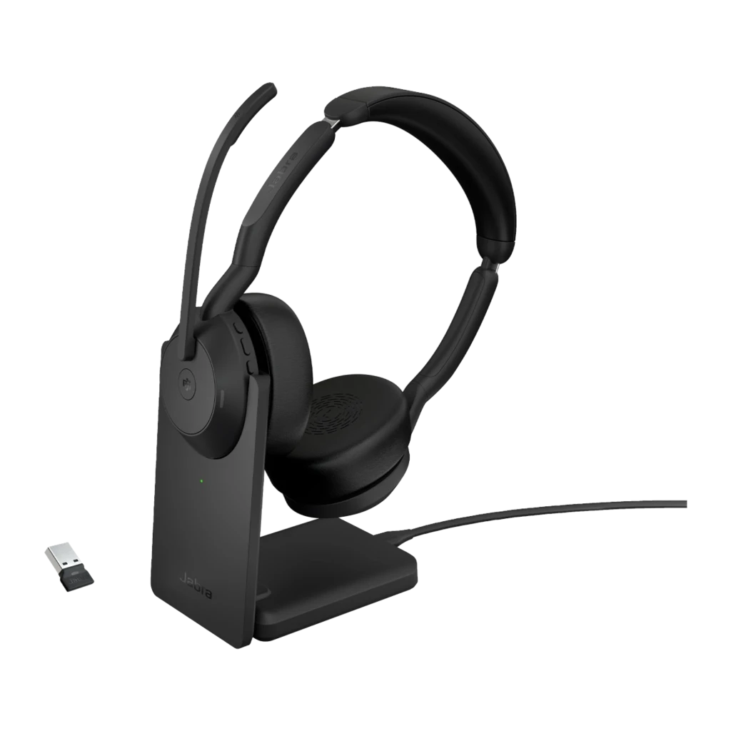 Auriculares Jabra Evolve2 55 MS Stereo con base Cancelación de Ruido Multipunto
