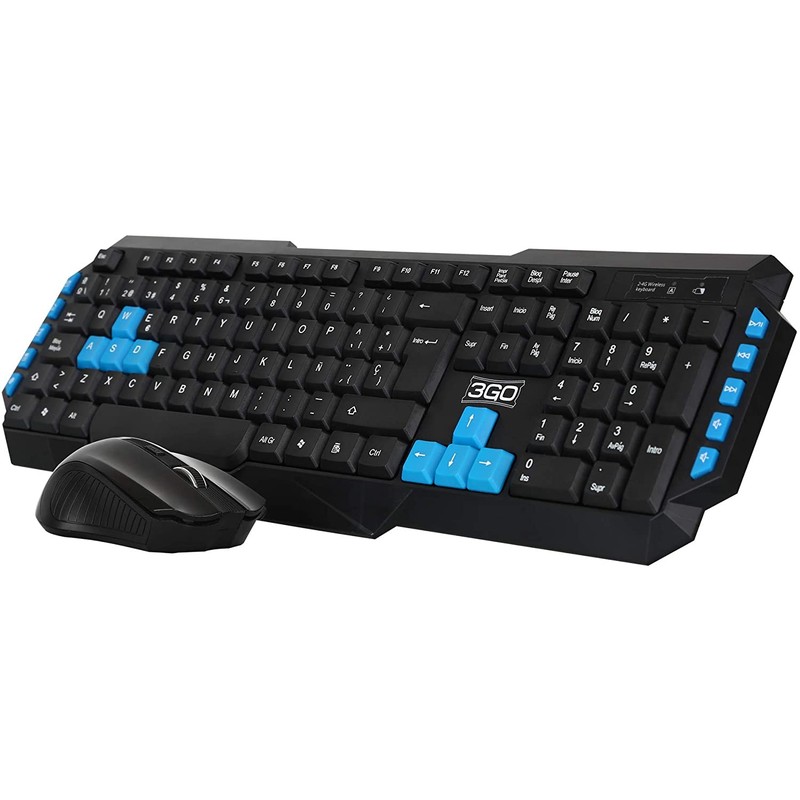 Kit teclado de membrana y ratón Inalámbrico 3GO CombodrileW2 1000 DPI