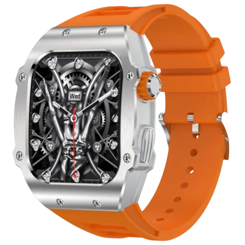 LEMFO AK55 Plata con Correa de Silicona Naranja Reloj inteligente