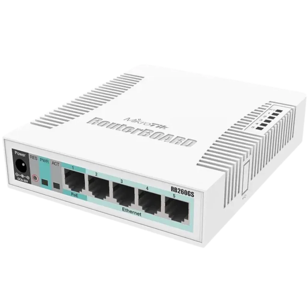 Mikrotik RB260GS Switch gestionable compacto 5 puertos Gigabit Ethernet y 1 bahía SFP 1 Gbps