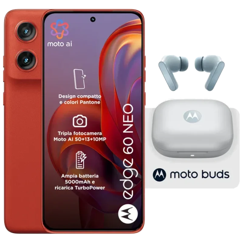 Motorola Edge 60 Neo 5G Poinciana 256GB 6.36 Super HD 8GB de RAM Procesador Dimensity 7400 + Auriculares Moto Buds