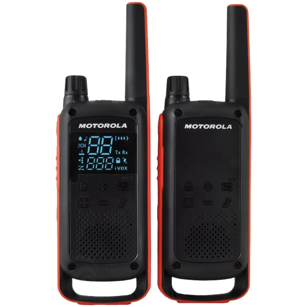Motorola Talkabout T82 Two-Way Negro/ Naranja Pack de 2 – Walkie Talkie 16 canales