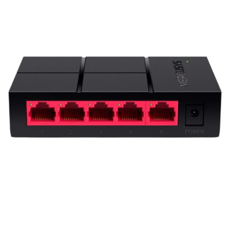 Mercusys MS105G 5 Puertos Gigabit 10 Gbps Plug & Play Negro / Rojo