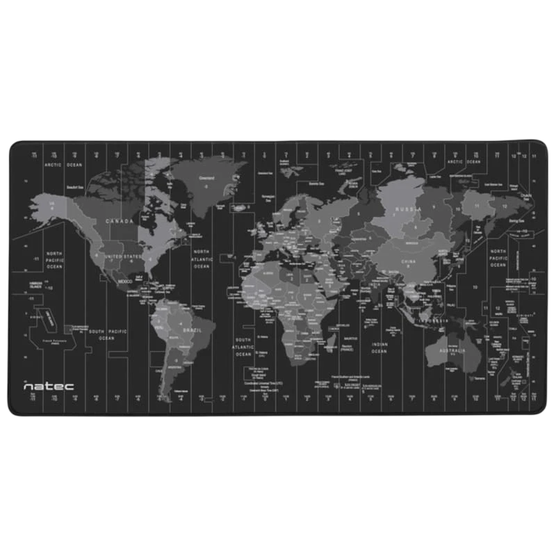 NATEC Time Zone Map Maxi Negro/Gris