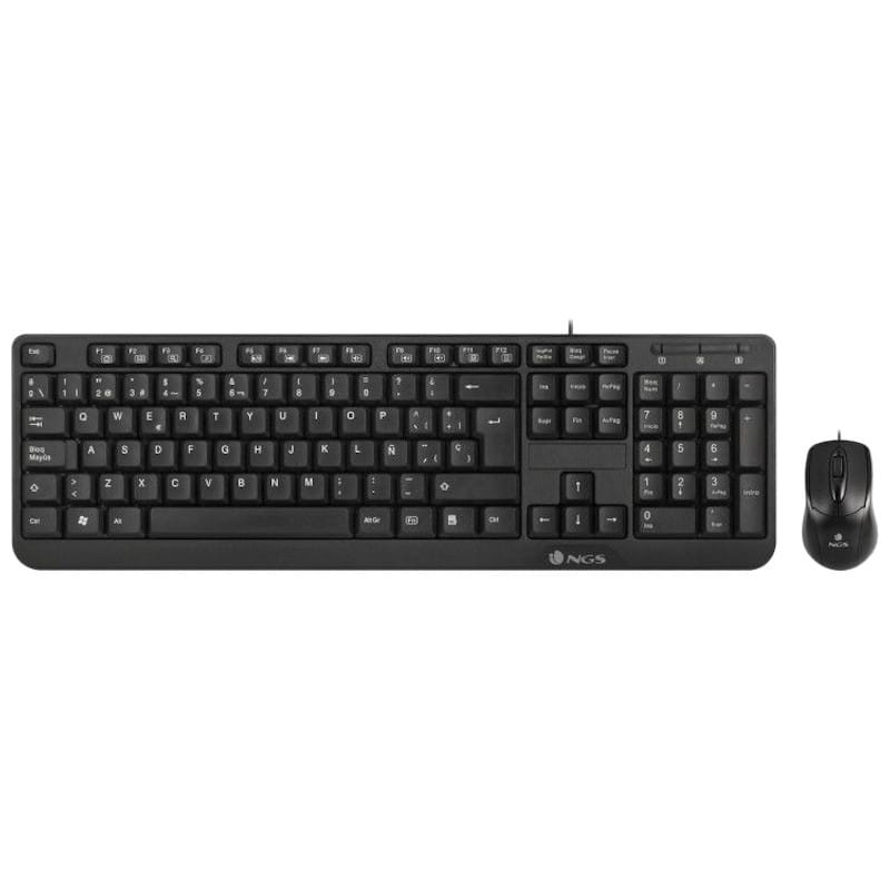 NGS Cocoa Kit Teclado y Ratón USB Portugués Negro