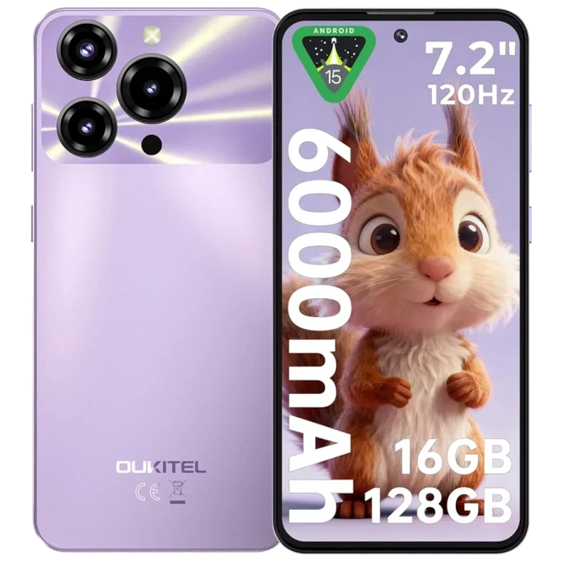 Oukitel C69 128GB Morado Pantalla de 7.2' 4GB de RAM Batería de 6000 mAh