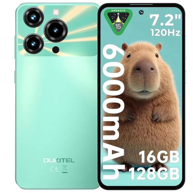 Oukitel C69 128GB Verde Resolución HD+ 4GB de RAM Android 15 con Gemini AI