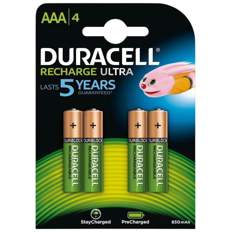 Pack 4x AAA Recargable Duracell 850 mAh HR03-A