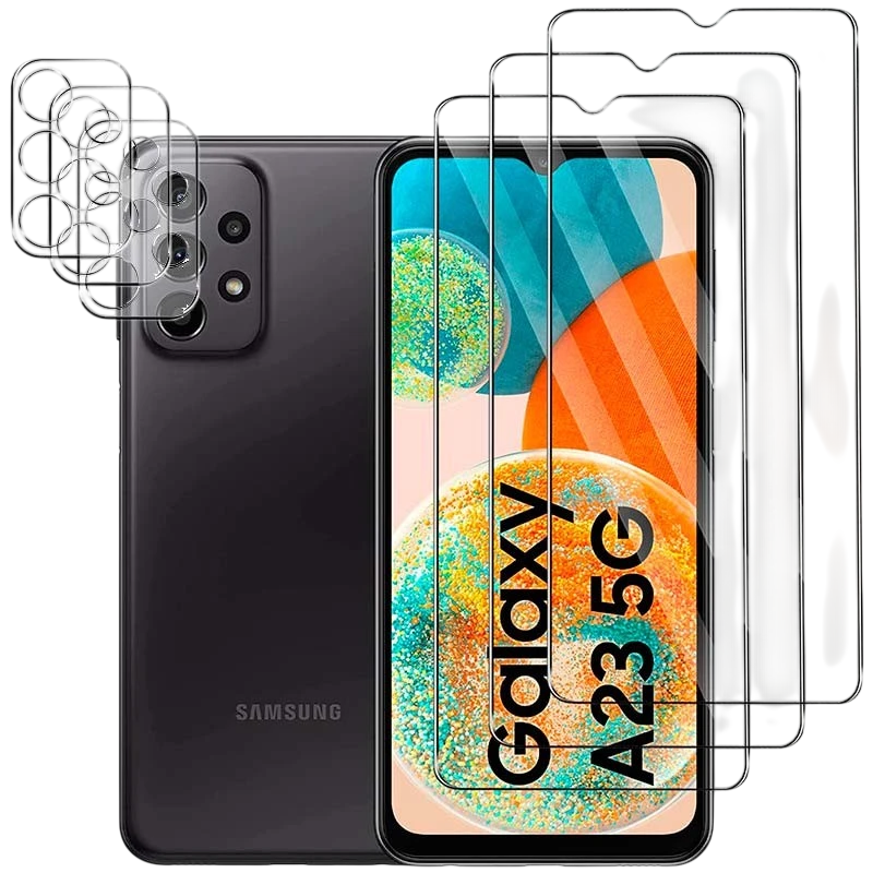 Pack de Accesorios Samsung Galaxy A23 5G A236 con 3 Protectores de pantalla + 3 Protectores de cámara