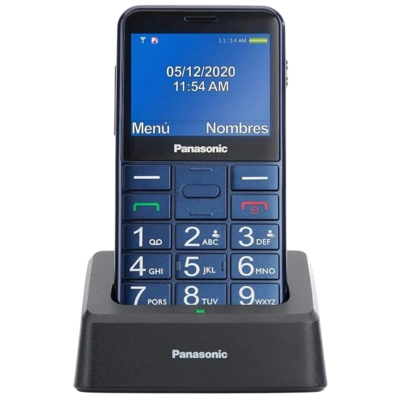 Panasonic KX-TU155EXCN 2.4' Letras Grandes Alto Contraste Compatible con Audífonos Llamada Prioritaria Base de carga Azul