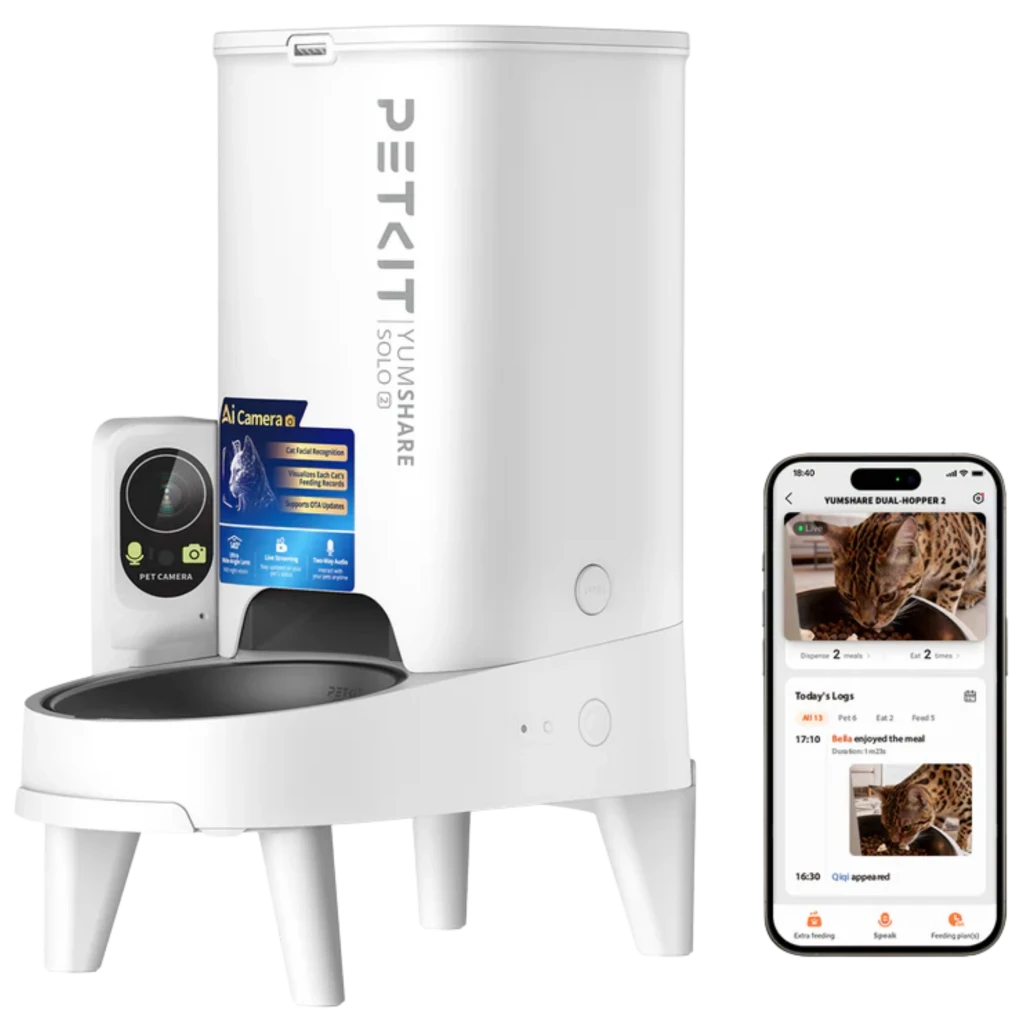 Petkit Yumshare Solo 2 con Cámara Comedero Automático 3 L WiFi 10 comidas/día Blanco