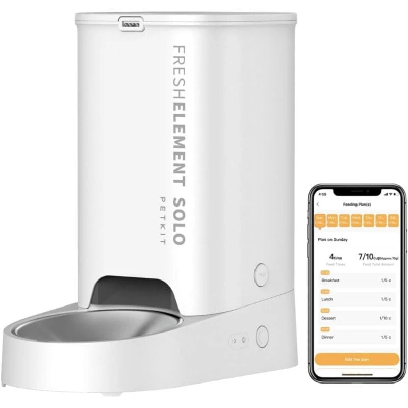 PETKIT Fresh Element SOLO Blanco Comedero Inteligente Para Mascotas Dispensador Programable con APP de 1 a 10 Comidas Diarias