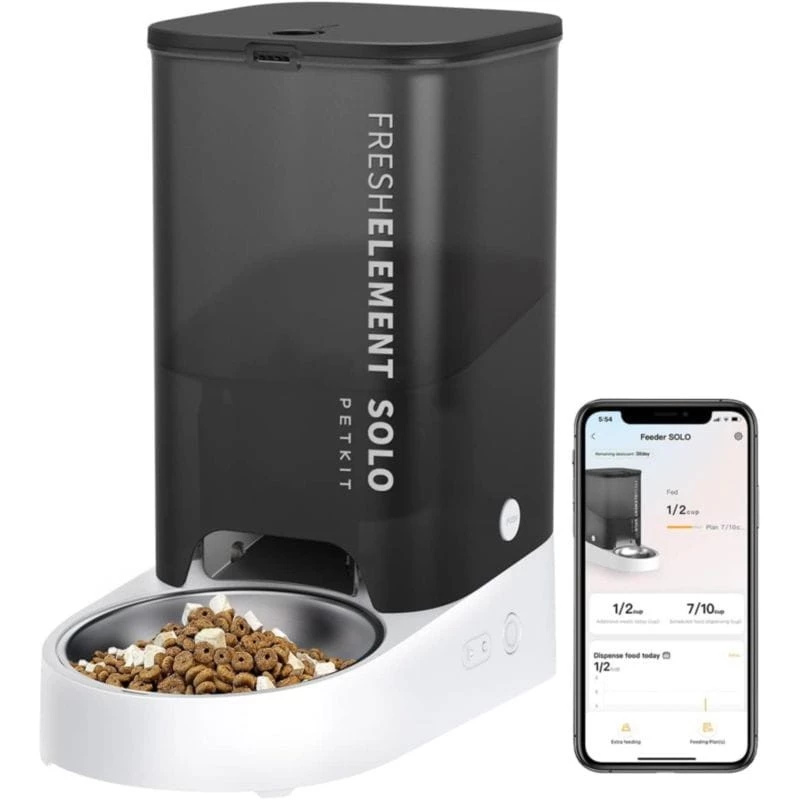 PETKIT Fresh Element SOLO Gris Comedero Inteligente Para Mascotas Dispensador Programable con APP de 1 a 10 Comidas Diarias