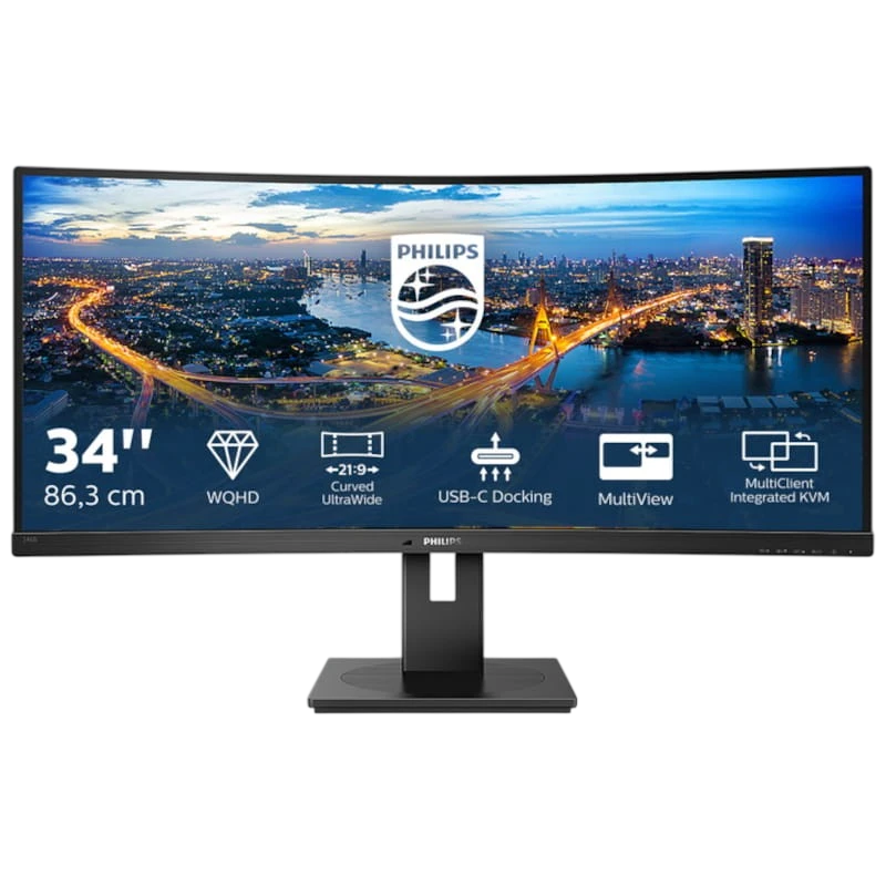 Philips 346B1C 34' Quad HD VA 100 Hz UltraWide Curvo Negro