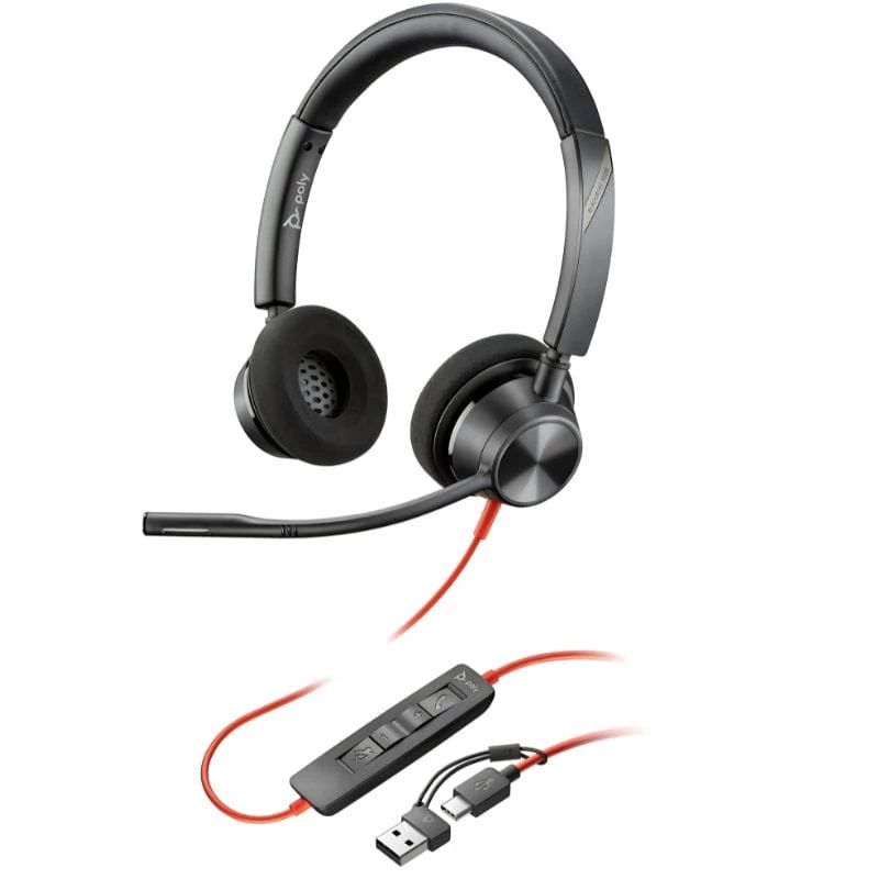 POLY Blackwire 3320 USB-C Con adaptador USB-A Auriculares PC