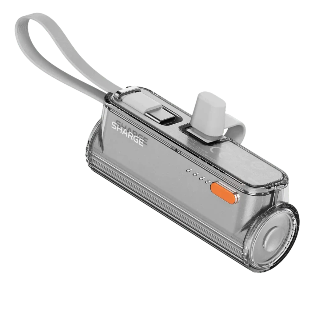 Sharge Flow Mini Plata 22.5W 5000mAh 22.5W Cable USB-C integrado
