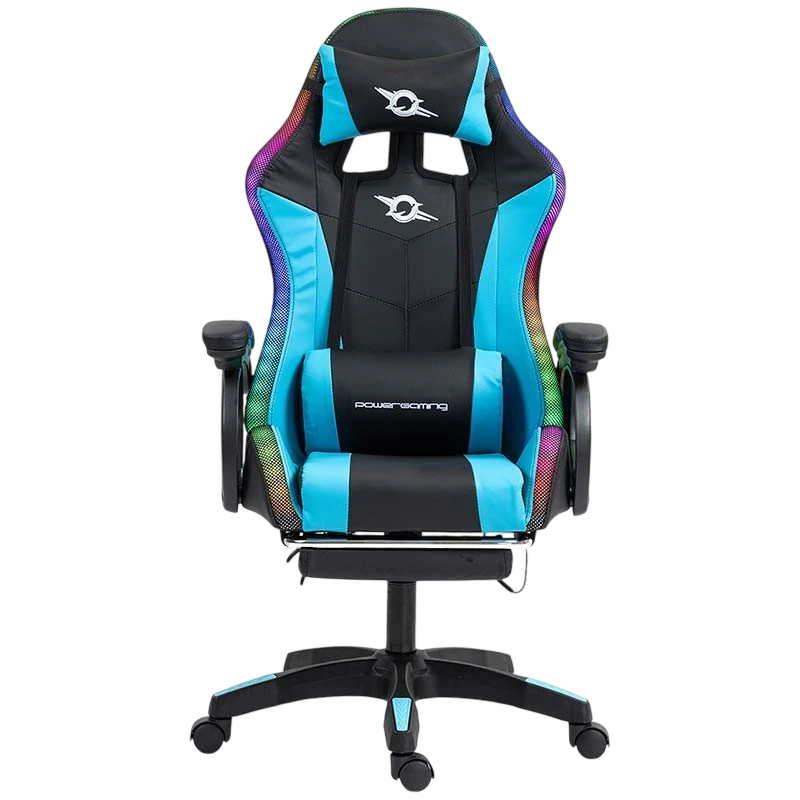 PowerGaming LED RGB Silla Reposapiés Negro+Azul