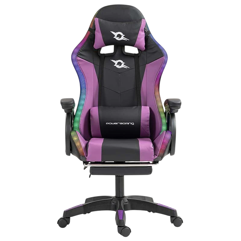 PowerGaming LED RGB Silla Reposapiés Negro+Lila