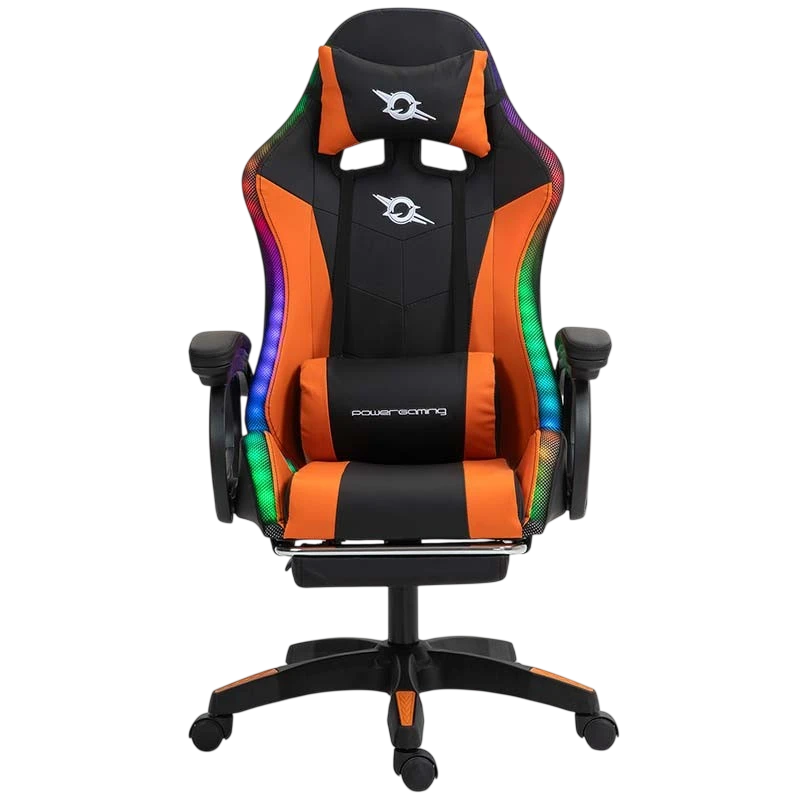 PowerGaming LED RGB Silla Reposapiés Negro+Naranja