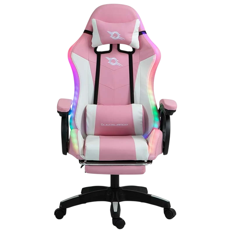 PowerGaming LED RGB Silla Reposapiés Blanco+Rosa