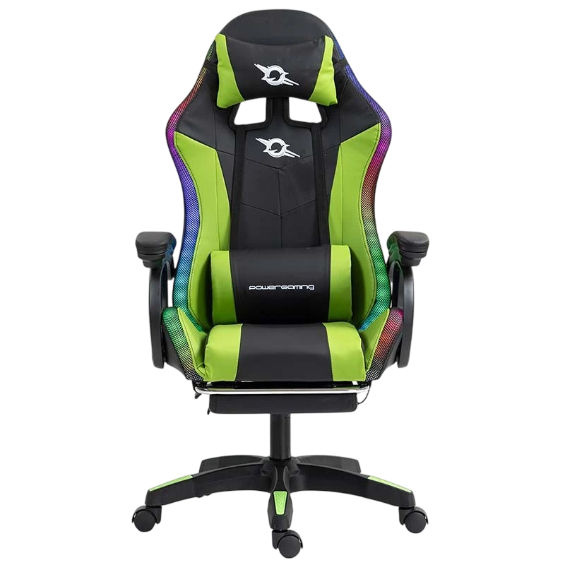 PowerGaming LED RGB Silla Reposapiés Negro+Verde