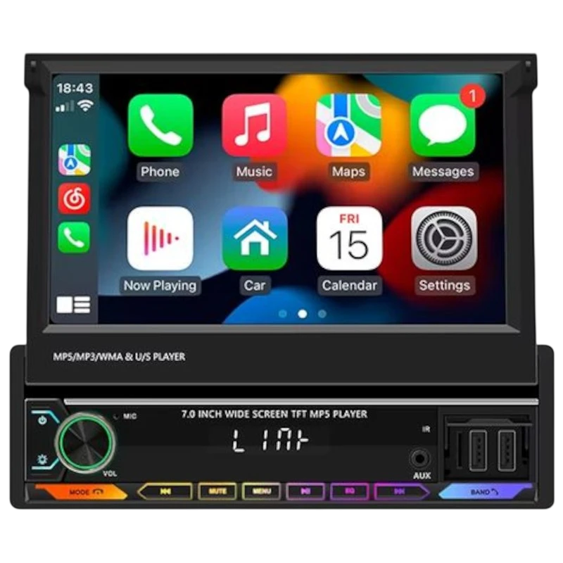 Autoradio 1 DIN SWM 9614C 7 pulgadas Bluetooth/Carplay USB Negro