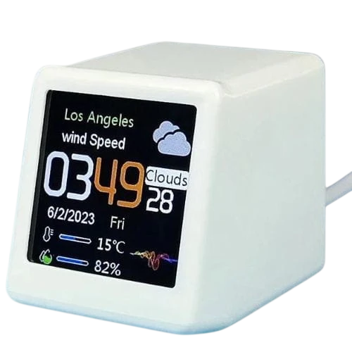 Estación meteorológica inteligente portátil con Wifi y despertador Blanco