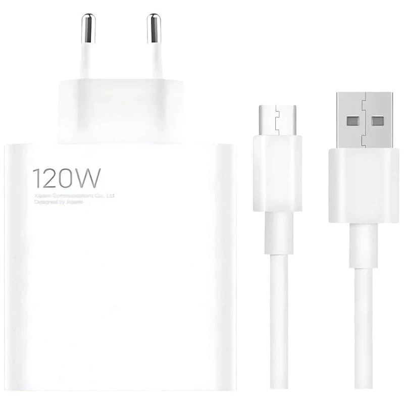 Cargador de carga Rápida Xiaomi 120W HyperCharge Combo USB Tipo-A Blanco + Cable USB-A a USB-C