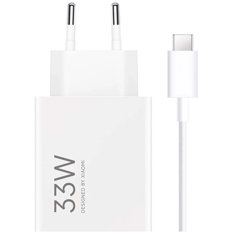 Cargador de carga Rápida Xiaomi 33W HyperCharge Combo USB Tipo-A Blanco + Cable USB-A a USB-C